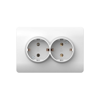 Розетка с/з со шторками двойная, 16А, белый NEW3-E CHINT