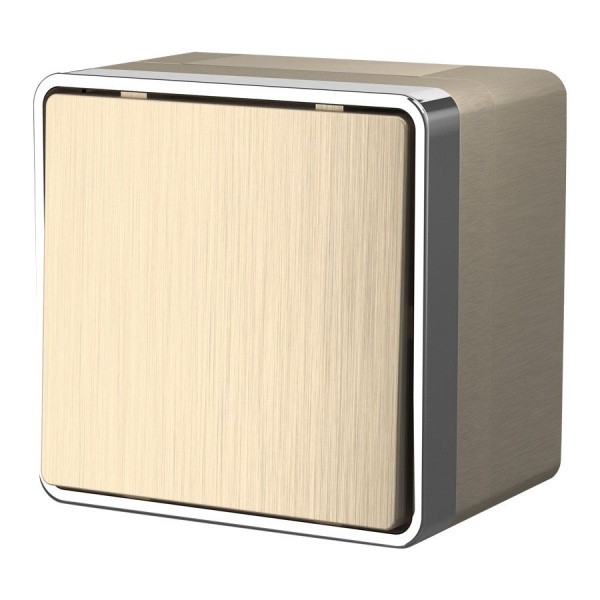 Выключатель одноклавишный влагозащищенный (шампань рифленый) Gallant ОУ IP44 Werkel