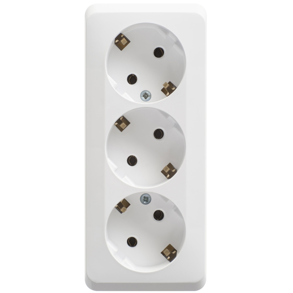 ЭТЮД Розетка 3 местная ОП с заземлением, без шторок 16А белый IP20 (уп.9шт) Schneider Electric