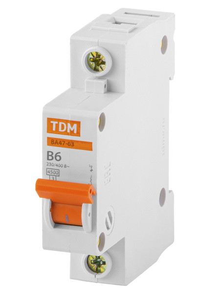 Выключатель автоматический ВА МОД ВА47-63 1П 6А 4,5кА В TDM