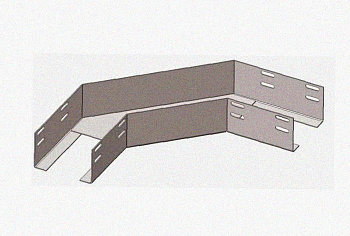 Лоток угловой замковый глухой КГЗГ 400х50-135 УТ1,5 поворот на 135, оцинкованный лист, S1,0