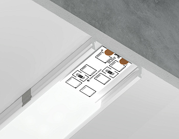 Алюминиевый профиль накладной GP1800WH белый/матовый рассеиватель 2000*23.8*6, 2 заглушки, 4 крепления в комплекте (для ленты до 20мм) Ambrella Light