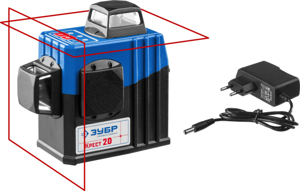 КРЕСТ 2D нивелир лазерный 2х360°, 20м/70м, точн. +/-0,3 мм/м ЗУБР