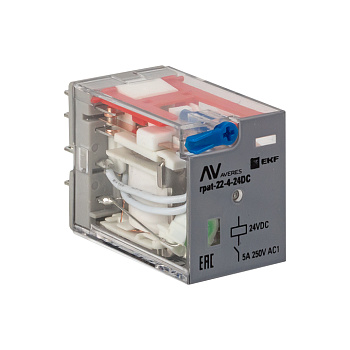 Реле промежуточное с кнопкой и мех, Индикацией RPAt 22/4 5A 24В DC AVERES EKF