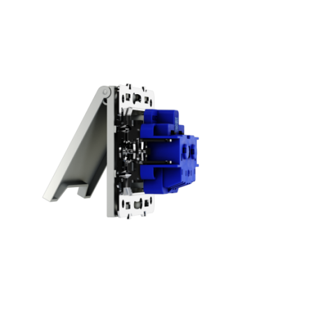 Розетка встраиваемая Voltum S70 с заземлением, защитными шторками и крышкой 16А, (сталь)