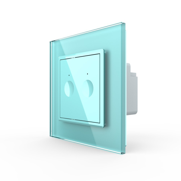 Двухклавишный сенсорный выключатель Module, цвет зеленый Livolo