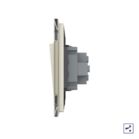 Одноклавишный проходной механический выключатель 1 пост, цвет жемчужный Livolo