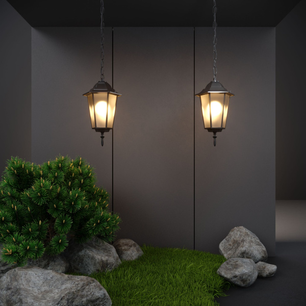 Уличный подвесной светильник 1*E27 черное золото IP44 (a035742) Elektrostandard