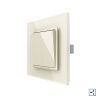 Двухклавишный проходной механический выключатель 1 пост, цвет жемчужный Livolo