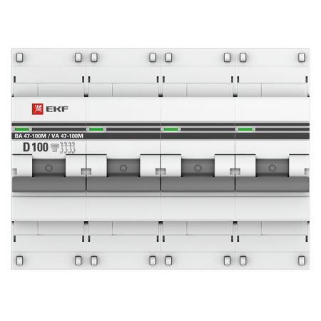 Выключатель автоматический ВА МОД 4П 100А D 10кА ВА 47-100M без теплового расцепителя PROxima EKF