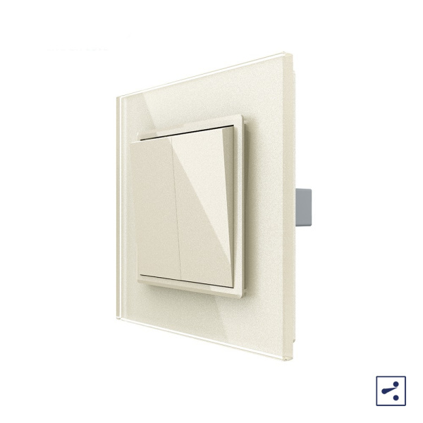 Двухклавишный проходной механический выключатель 1 пост, цвет жемчужный Livolo