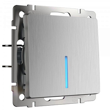 Встраиваемые механизмы Выключатель СУ 1 кл. с подсветкой 10А cеребряный рифленый IP20 Werkel