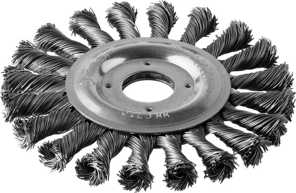 Профессионал. Щетка дисковая для УШМ, плетеные пучки стальной проволоки 0,5мм, 125х22мм ЗУБР