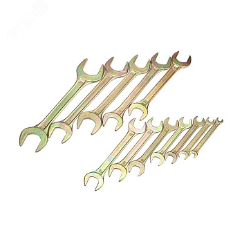 Набор ключей рожковых 6х7-30х32 мм, (упак - 12 шт.) желтый цинк REXANT