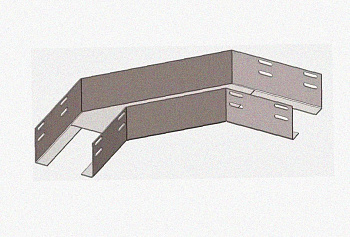 Лоток угловой перфорированный КГ 200х65-135 УТ1,5 поворот на 135, оцинкованный лист S1,0