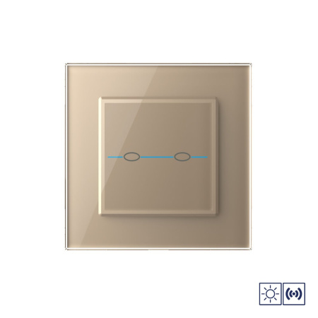 Сенсорный импульсный выключатель Quadro сухой контакт 2 клавиши 1 модуль Золотой Livolo