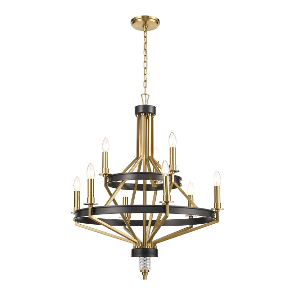Люстра подвесная Латунь, Черный, Прозрачный E14 9*40Вт WE246.09.503 WERTMARK