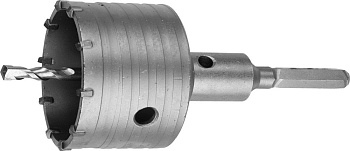 Коронка буровая, коническая посадка центрирующего сверла, шестигранный хвостовик, в сборе, 80мм ЗУБР