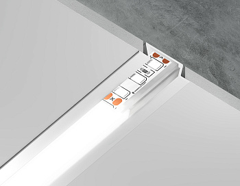 Алюминиевый профиль встраиваемый GP1001WH белый/матовый рассеиватель 2000*21.5*6.8, 2 заглушки в комплекте (для ленты до 11мм) Ambrella Light