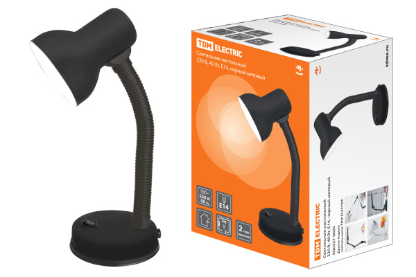 Светильник настольный 220В, 40Вт, Е14, черный мат TDM