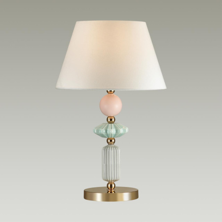 Настольная лампа E27 1*60W 4861/1TB CANDY золотой/раноцветн.керамика/абажур ODEON LIGHT
