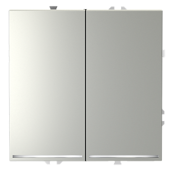 Проходной переключатель встраиваемый Voltum S70 двухклавишный с подсветкой 10А, (сталь)