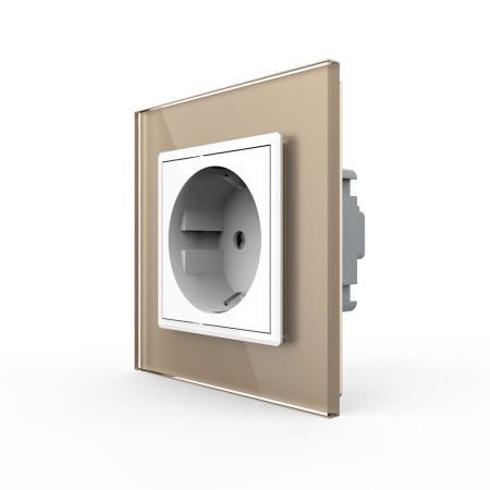 Розетка Livolo 1 пост Белая с золотой рамкой VL-C7C1EU-11/13