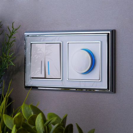 Выключатель двухклавишный проходной с подсветкой (белый) СУ IP20 Werkel