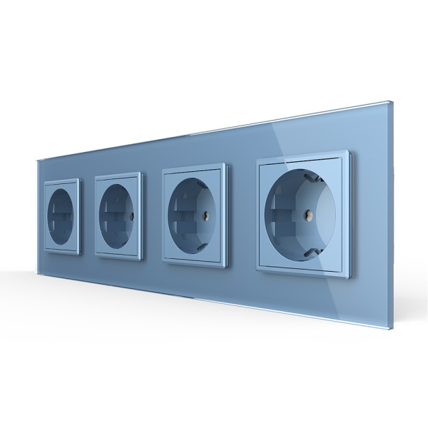 Розетка 4 модуля Синяя Livolo