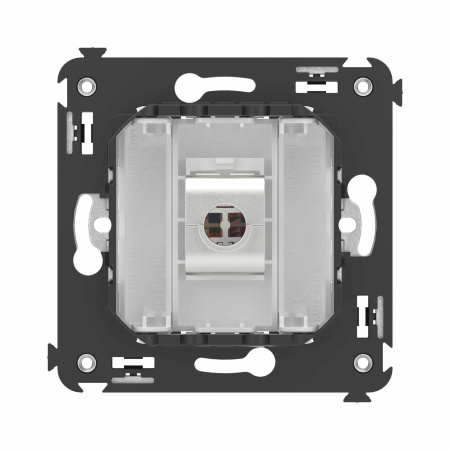 Компьютерная розетка RJ-45 без шторки в стену, кат.6А одинарная экранированная, "Avanti", "Белое облако" DKC