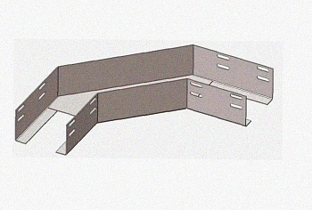 Лоток угловой замковый перфорированный КГЗ 150х65-90 УХЛ1 поворот на 90, оцинкованный лист, S1,0