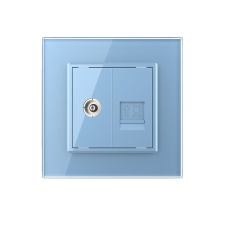 Розетка ТВ/КОМП RJ-45 Синяя Livolo