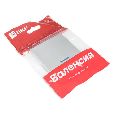Валенсия Лицевая панель выключателя 1-кл, с индикатором 10А сталь EKF