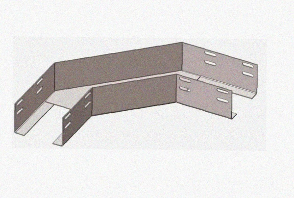 Лоток угловой замковый перфорированный КГЗ 150х65-90 УХЛ1 поворот на 90, оцинкованный лист, S1,0