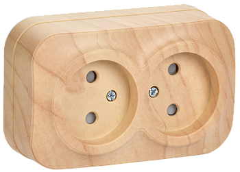 Розетка двухместная ОУ РСш22-2-ХС без з/з с защитной шторкой 10А GLORY сосна IEK