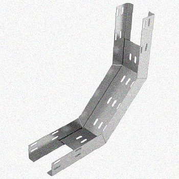 Лоток перфорированный КП 400х65-90 УХЛ2,5 для поворота трассы вверх на 90, оцинкованный лист S1,5