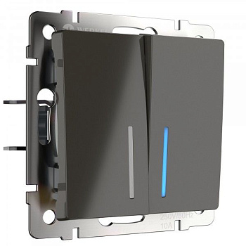 Встраиваемые механизмы Выключатель СУ 2 кл. с подсветкой 10А серо-коричневый IP20 Werkel