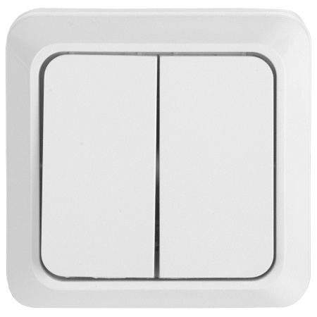 Выключатель 2-кл. открытой установки IP20 10А, белый "Альфа" General