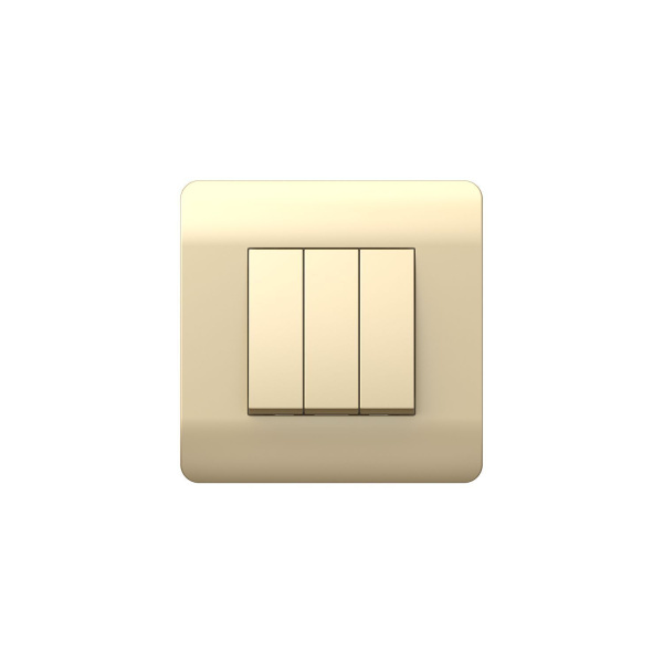 Выключатель 3-клавишный 10А, шампань NEW3-E CHINT