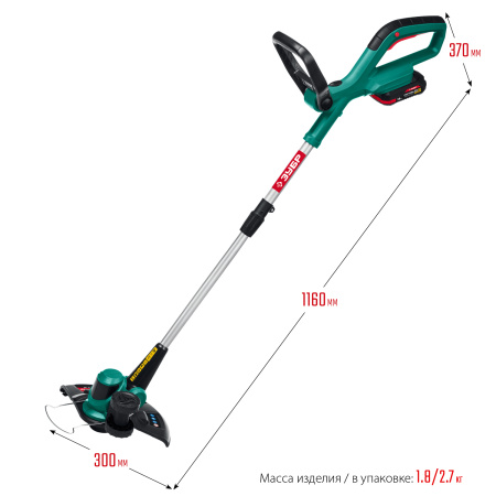 18В аккумуляторный триммер, 1 АКБ (2Ач) ТА-185-21 ЗУБР