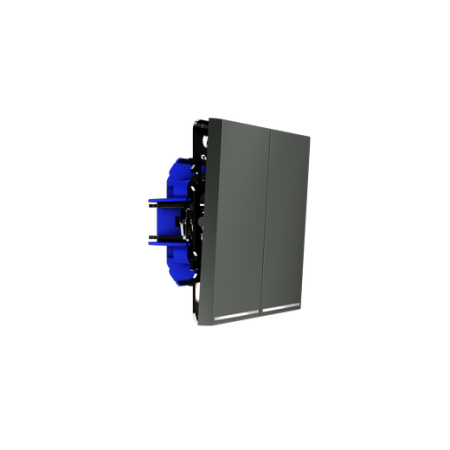 Выключатель встраиваемый Voltum S70 двухклавишный с подсветкой 10А, (титан)