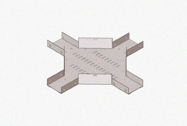 Лоток крестообразный замковый глухой КМЗГ 600х80 УТ1,5, оцинкованный лист, S1,5