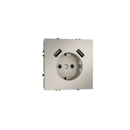 Розетка встраиваемая Voltum S70 с заземлением и защитными шторками, 16А, с USB, A+A, (кашемир)