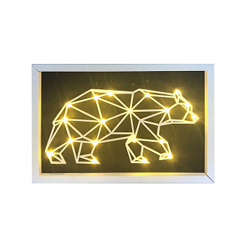 12-181 Светодиодный ночник "Медведь", теплый белый, 2хАА, МДФ, 300х200х40мм APEYRON