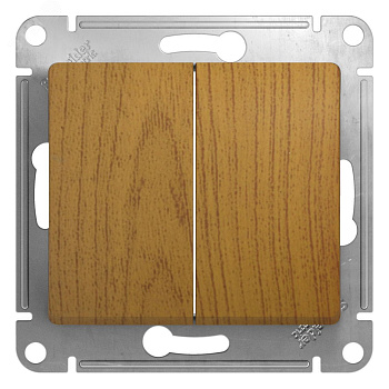 GLOSSA  Механизм переключателя СУ 2-кл. проходной 10А дерево дуб IP20 Schneider Electric