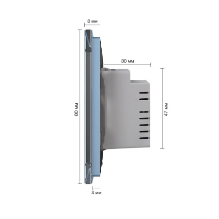 Трехклавишный сенсорный выключатель EU стандарт, 1 пост, цвет синий Livolo