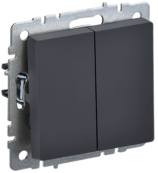 BRITE Выключатель 2-клавишный 10А ВС10-2-0-БрГ графит IEK