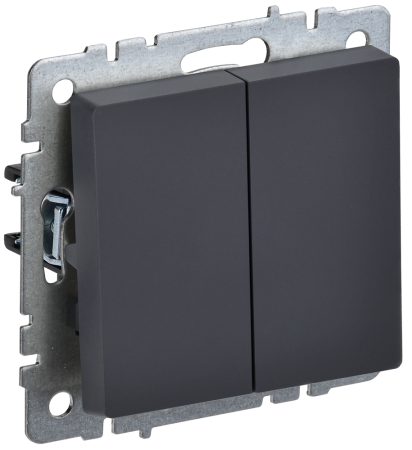 BRITE Выключатель 2-клавишный проходной 10А ВС10-2-6-БрГ графит IEK