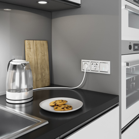 Встраиваемые механизмы Розетка СУ 1-м с 2 USB 5В/2,4А, 2х5В/1,2А, 16А Белый IP20 Werkel