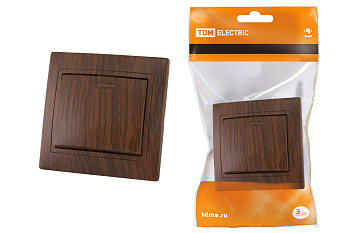 Выключатель 1 кл. с подсветкой 10А "ЭКО" (бук) "Таймыр" TDM